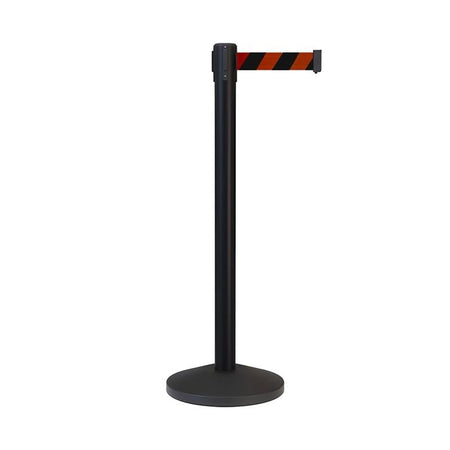 Retractable Belt Barrier Stanchion, Black Post, 11 Ft. Belt - CCW Series RBB - 100 - Crowd Control Warehouse