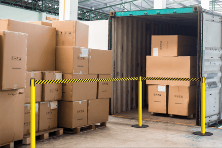 Retractable Belt Barrier Stanchion, Low Profile Steel Base, Black Post, 9 Ft. Belt - Montour Line MX630 - Crowd Control Warehouse