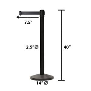 Retractable Belt Barrier Stanchion, Polished Brass Post, 7.5 Ft. Belt - CCW Series RBB - 100 - Crowd Control Warehouse