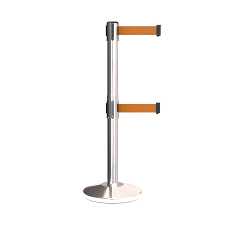 Retractable Dual Belt Barrier Stanchion, Black Post, 7.5 Ft. Belt - Montour Line MLine 630D - Crowd Control Warehouse