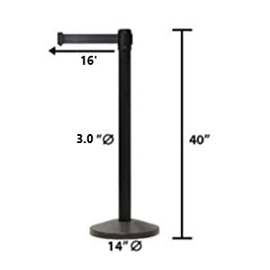 Safety Retractable Belt Barrier Stanchion, 16 Ft. Belt - CCW Series RBB - 150 - Crowd Control Warehouse