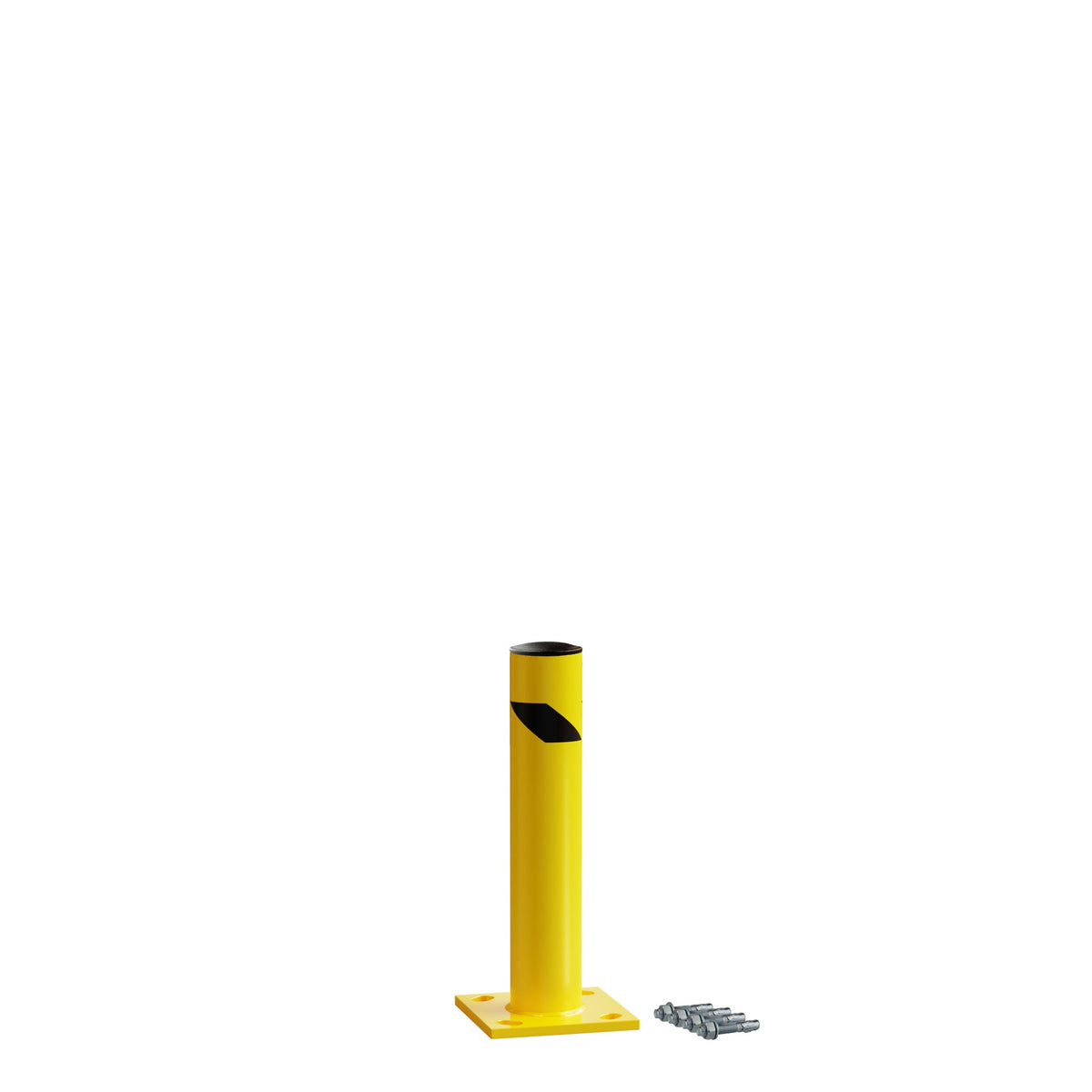 Safety Yellow Steel Bollards, 4.5" Diameter, 24 - 60" Height - Trafford Industrial - Crowd Control Warehouse