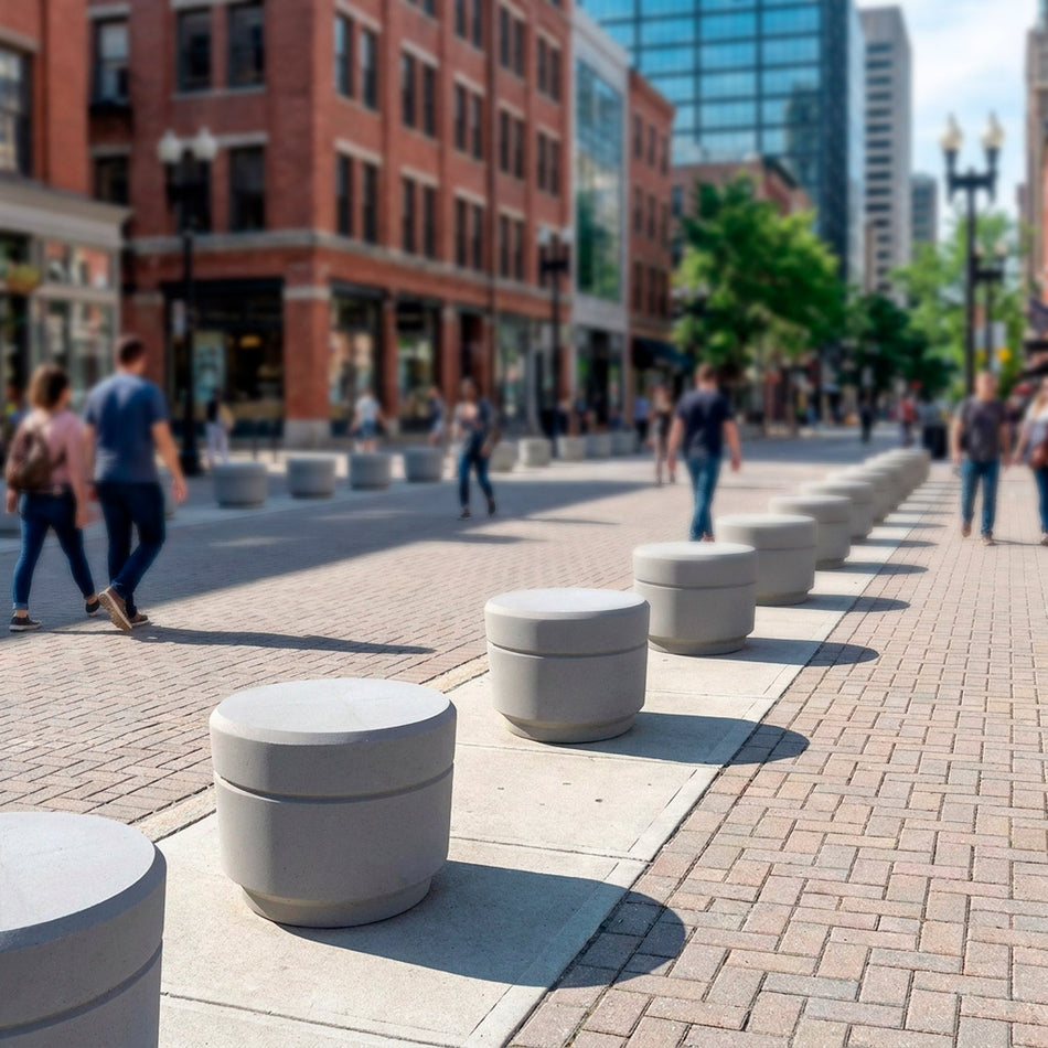 Security Bench Bollard with Reveal Line - Crowd Control Warehouse