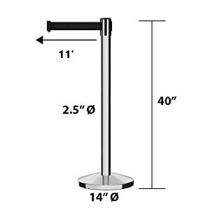 Set of (8) CCW Series Retractable Belt Barriers - 11 Ft. Belts - Crowd Control Warehouse