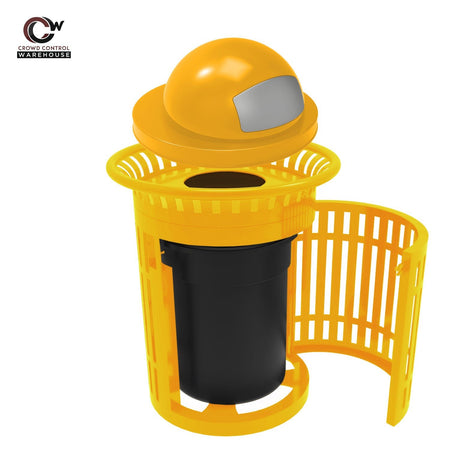 Skyline Trash Receptacle with Flared Top and Side Opening - 32 Gallon Capacity - Crowd Control Warehouse