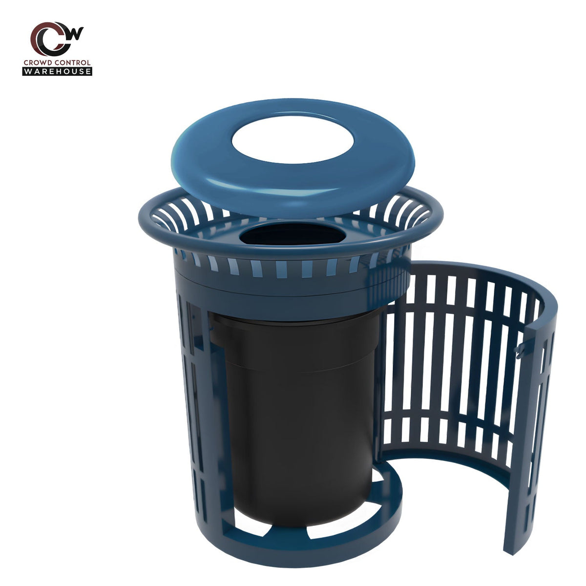 Skyline Trash Receptacle with Flared Top and Side Opening - 32 Gallon Capacity - Crowd Control Warehouse