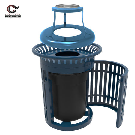 Skyline Trash Receptacle with Flared Top and Side Opening - 32 Gallon Capacity - Crowd Control Warehouse