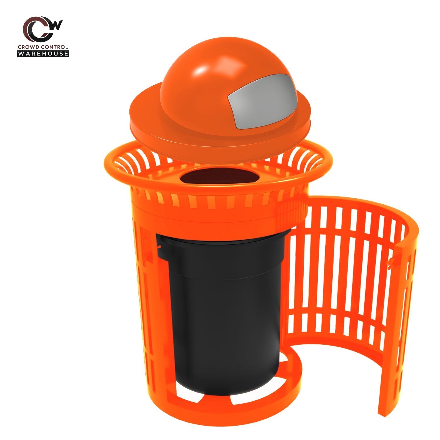 Skyline Trash Receptacle with Flared Top and Side Opening - 32 Gallon Capacity - Crowd Control Warehouse