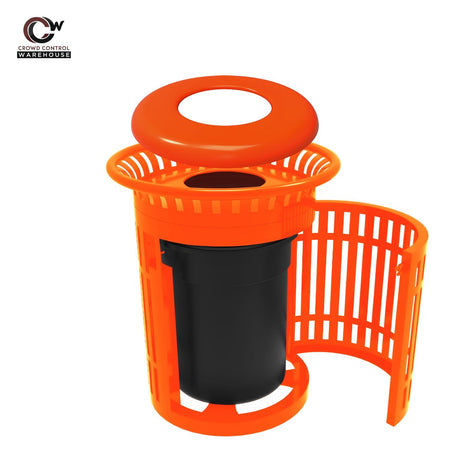 Skyline Trash Receptacle with Flared Top and Side Opening - 32 Gallon Capacity - Crowd Control Warehouse