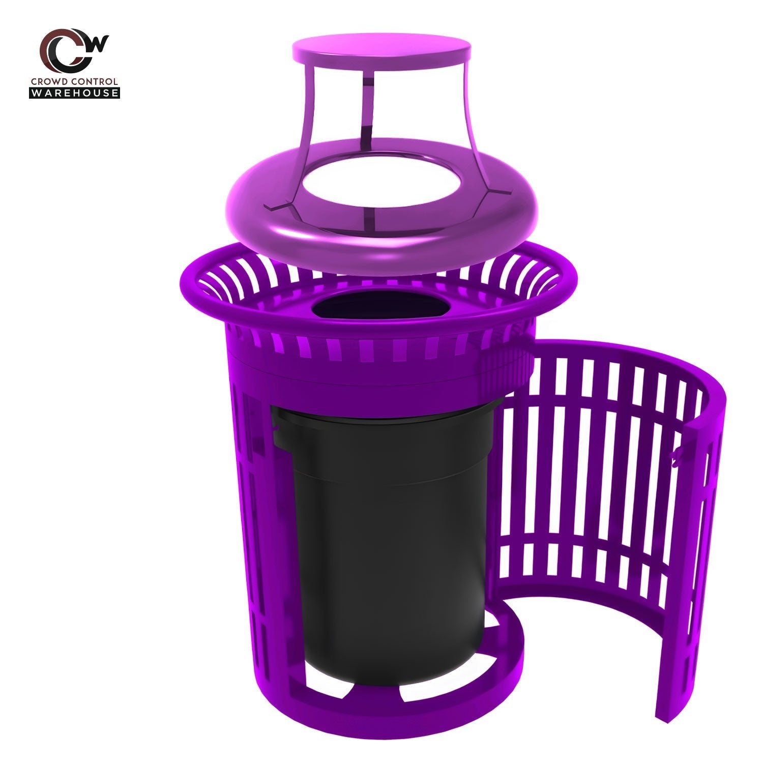 Skyline Trash Receptacle with Flared Top and Side Opening - 32 Gallon Capacity - Crowd Control Warehouse