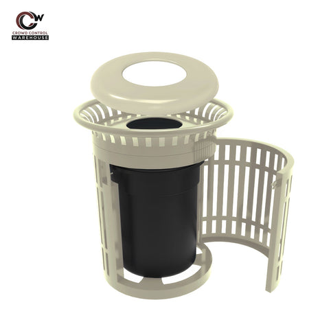 Skyline Trash Receptacle with Flared Top and Side Opening - 32 Gallon Capacity - Crowd Control Warehouse