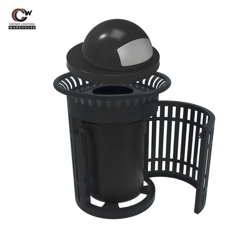 Skyline Trash Receptacle with Flared Top and Side Opening - 32 Gallon Capacity - Crowd Control Warehouse