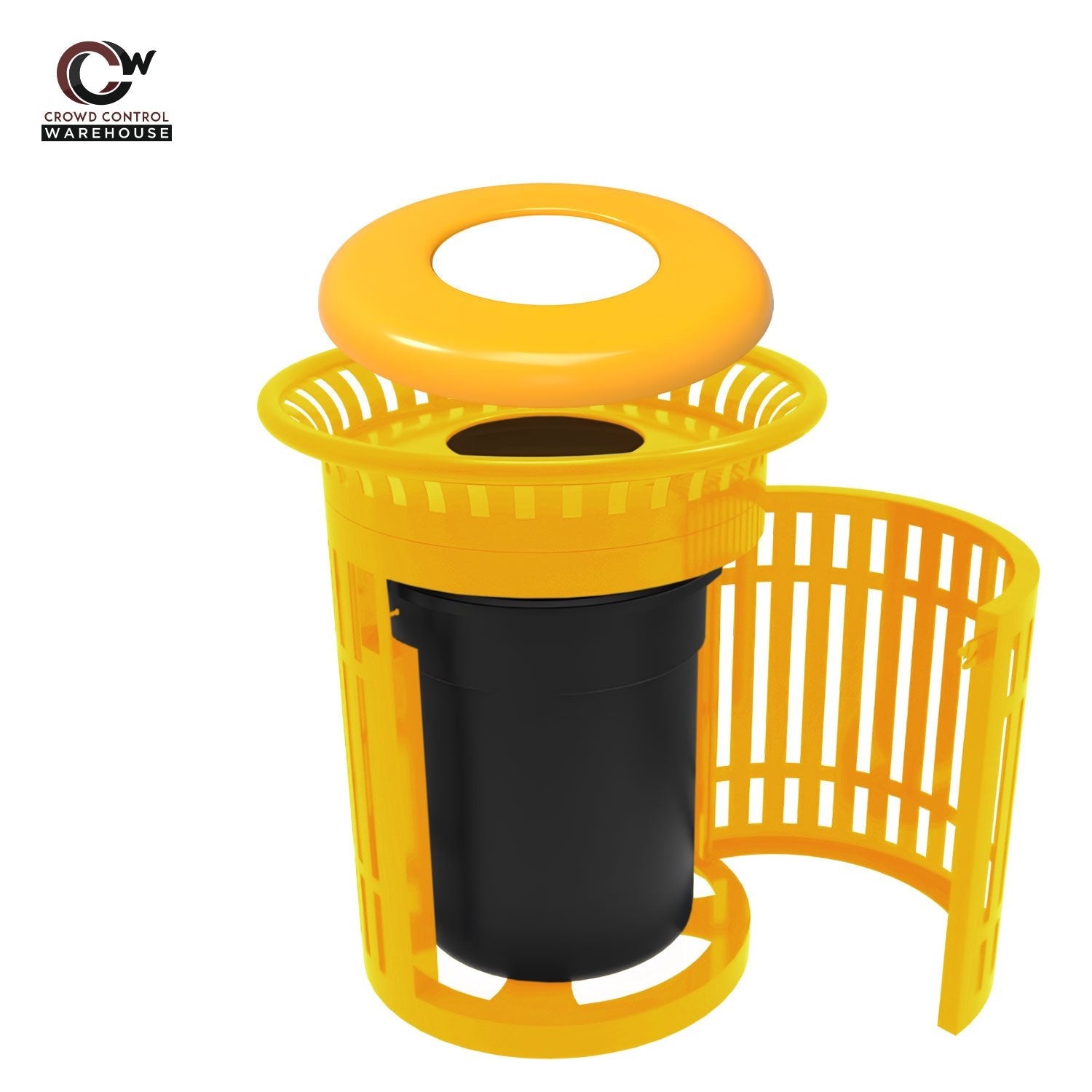 Skyline Trash Receptacle with Flared Top and Side Opening - 32 Gallon Capacity - Crowd Control Warehouse