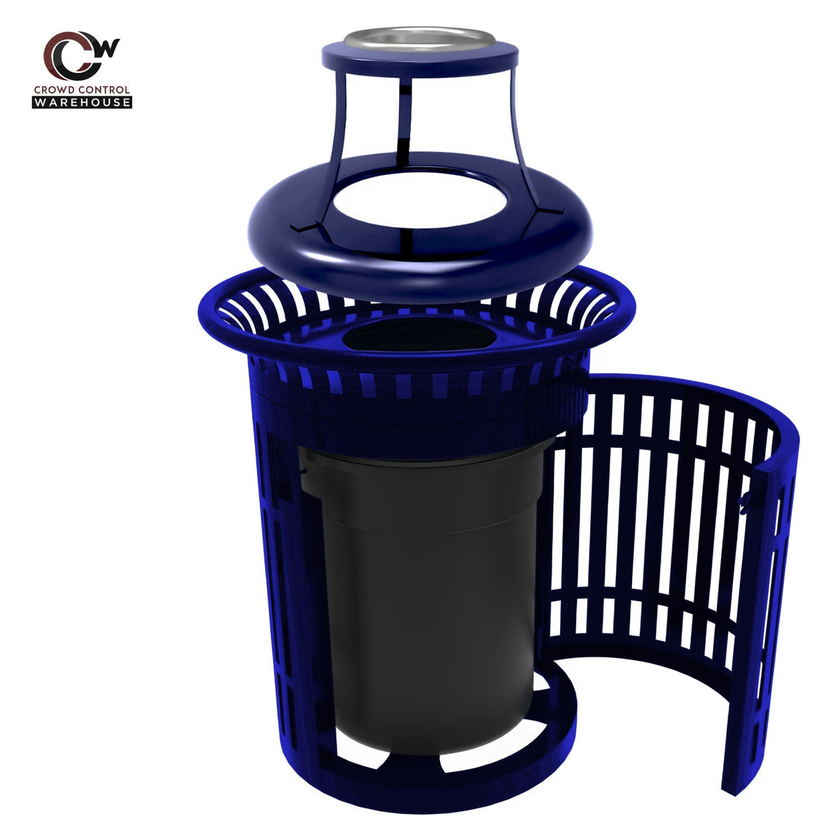 Skyline Trash Receptacle with Flared Top and Side Opening - 32 Gallon Capacity - Crowd Control Warehouse