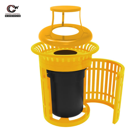 Skyline Trash Receptacle with Flared Top and Side Opening - 32 Gallon Capacity - Crowd Control Warehouse