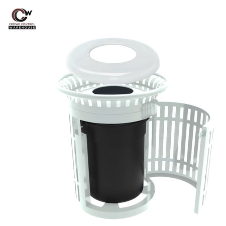 Skyline Trash Receptacle with Flared Top and Side Opening - 32 Gallon Capacity - Crowd Control Warehouse