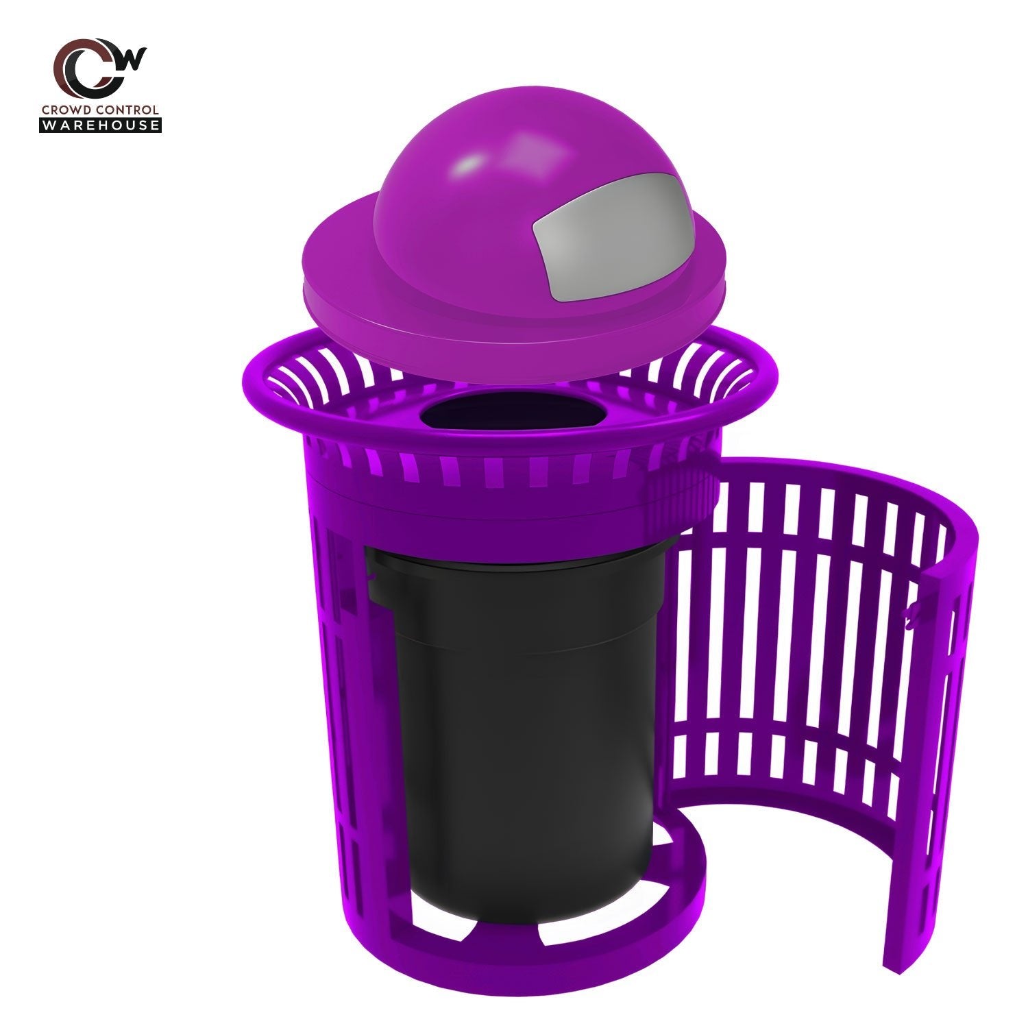 Skyline Trash Receptacle with Flared Top and Side Opening - 32 Gallon Capacity - Crowd Control Warehouse