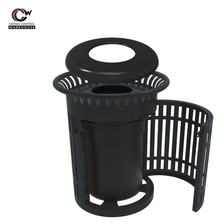 Skyline Trash Receptacle with Flared Top and Side Opening - 32 Gallon Capacity - Crowd Control Warehouse