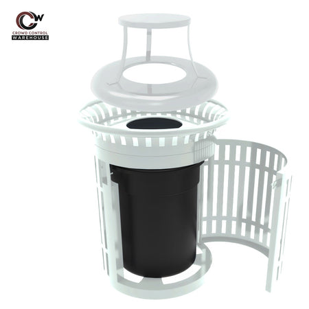 Skyline Trash Receptacle with Flared Top and Side Opening - 32 Gallon Capacity - Crowd Control Warehouse
