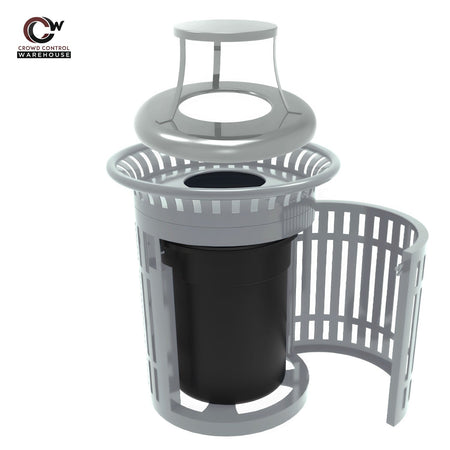 Skyline Trash Receptacle with Flared Top and Side Opening - 32 Gallon Capacity - Crowd Control Warehouse