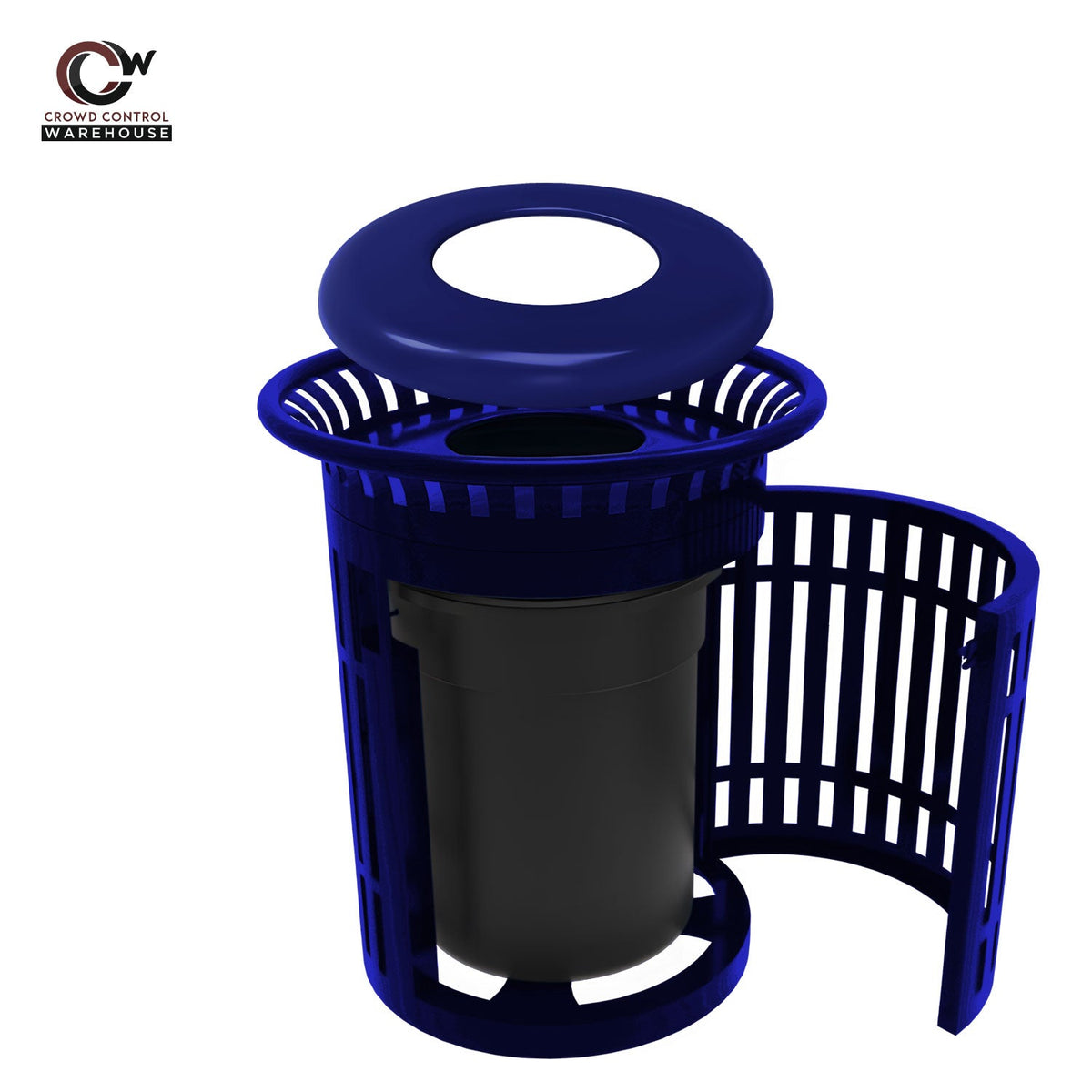 Skyline Trash Receptacle with Flared Top and Side Opening - 32 Gallon Capacity - Crowd Control Warehouse