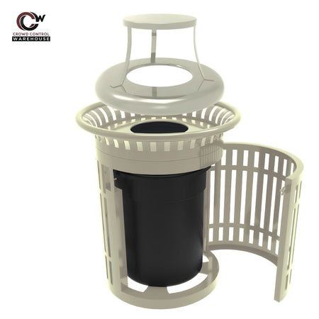 Skyline Trash Receptacle with Flared Top and Side Opening - 32 Gallon Capacity - Crowd Control Warehouse