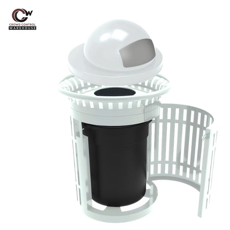 Skyline Trash Receptacle with Flared Top and Side Opening - 32 Gallon Capacity - Crowd Control Warehouse
