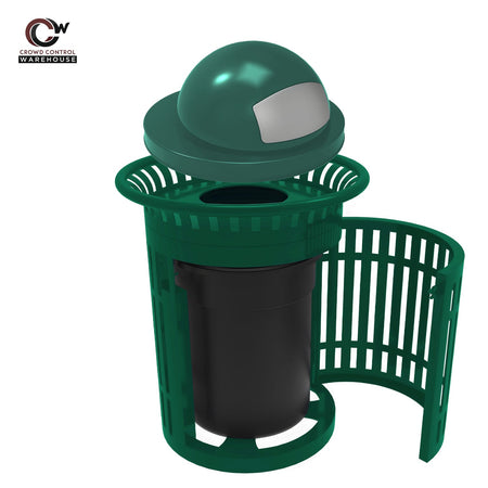 Skyline Trash Receptacle with Flared Top and Side Opening - 32 Gallon Capacity - Crowd Control Warehouse