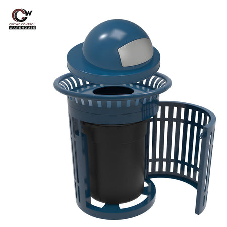 Skyline Trash Receptacle with Flared Top and Side Opening - 32 Gallon Capacity - Crowd Control Warehouse
