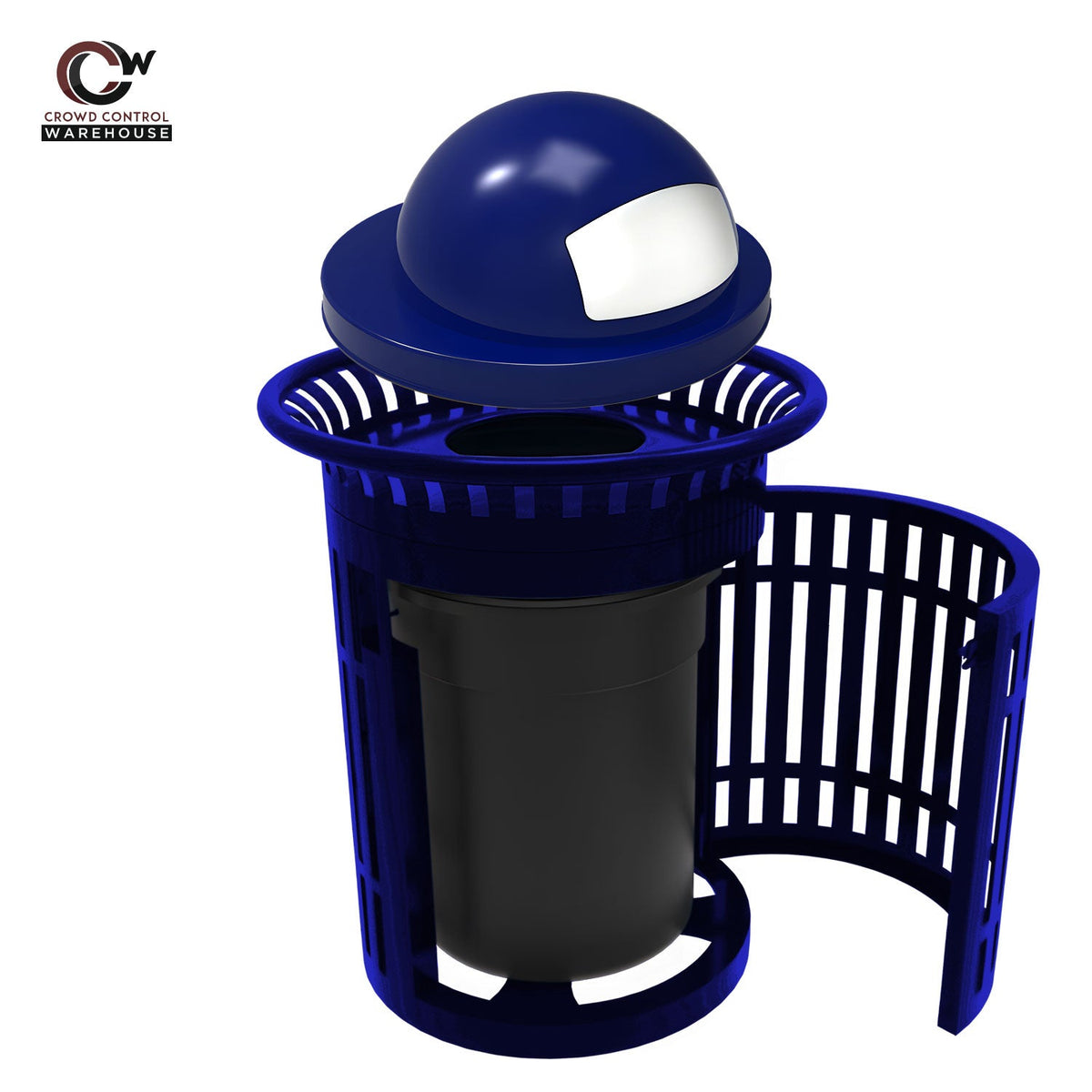 Skyline Trash Receptacle with Flared Top and Side Opening - 32 Gallon Capacity - Crowd Control Warehouse