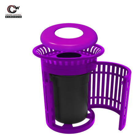 Skyline Trash Receptacle with Flared Top and Side Opening - 32 Gallon Capacity - Crowd Control Warehouse