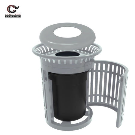 Skyline Trash Receptacle with Flared Top and Side Opening - 32 Gallon Capacity - Crowd Control Warehouse