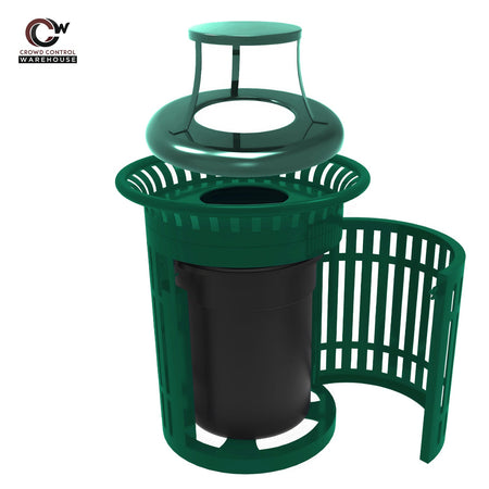 Skyline Trash Receptacle with Flared Top and Side Opening - 32 Gallon Capacity - Crowd Control Warehouse