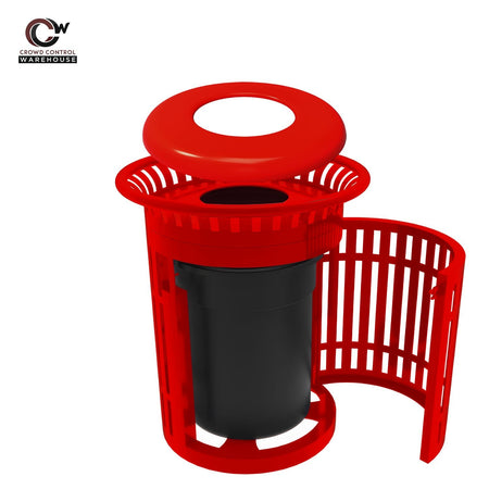 Skyline Trash Receptacle with Flared Top and Side Opening - 32 Gallon Capacity - Crowd Control Warehouse