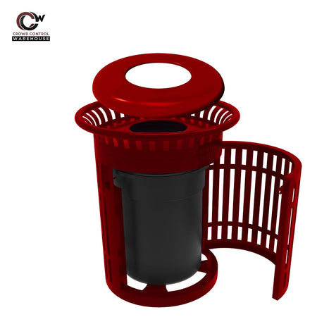 Skyline Trash Receptacle with Flared Top and Side Opening - 32 Gallon Capacity - Crowd Control Warehouse