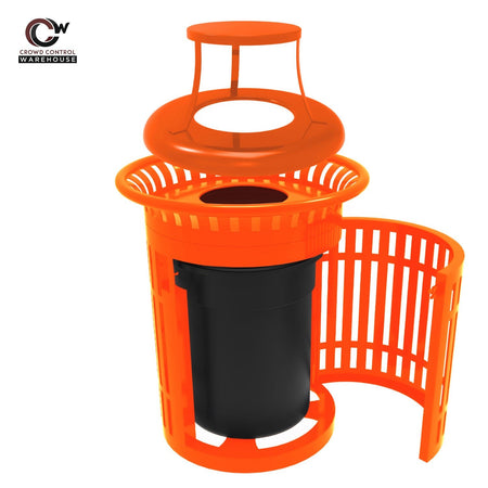 Skyline Trash Receptacle with Flared Top and Side Opening - 32 Gallon Capacity - Crowd Control Warehouse