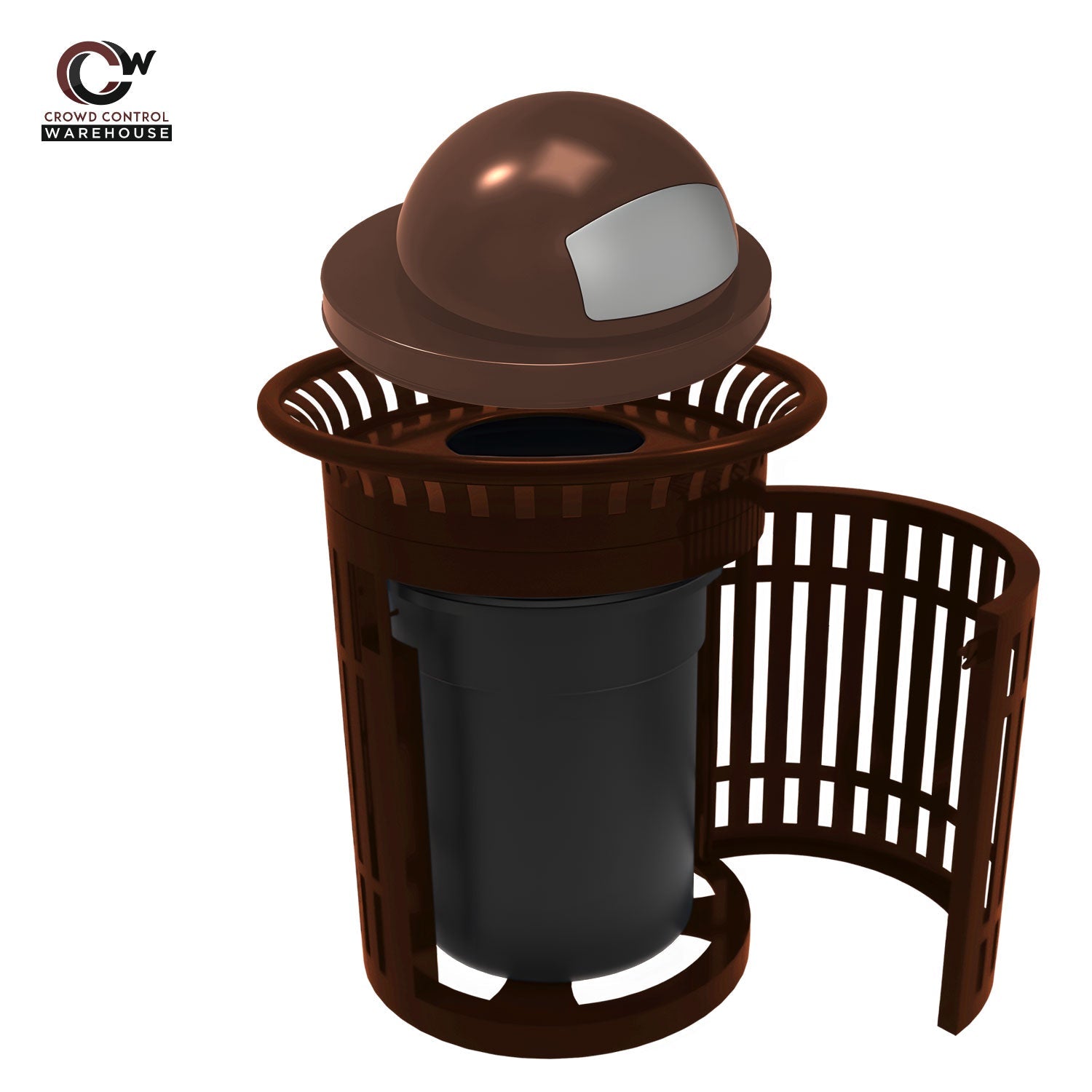 Skyline Trash Receptacle with Flared Top and Side Opening - 32 Gallon Capacity - Crowd Control Warehouse