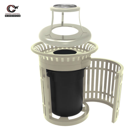 Skyline Trash Receptacle with Flared Top and Side Opening - 32 Gallon Capacity - Crowd Control Warehouse