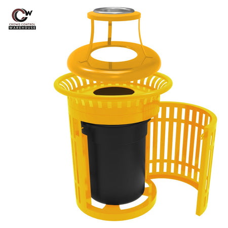 Skyline Trash Receptacle with Flared Top and Side Opening - 32 Gallon Capacity - Crowd Control Warehouse