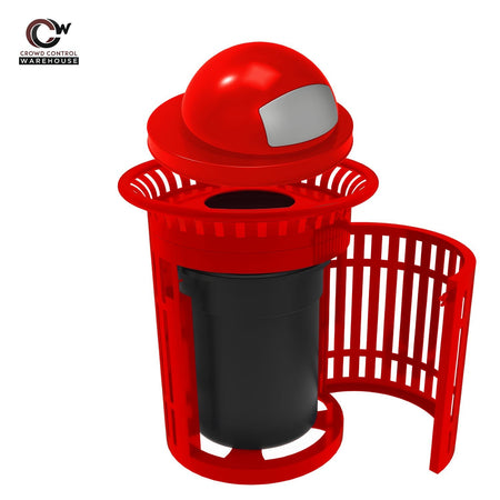 Skyline Trash Receptacle with Flared Top and Side Opening - 32 Gallon Capacity - Crowd Control Warehouse