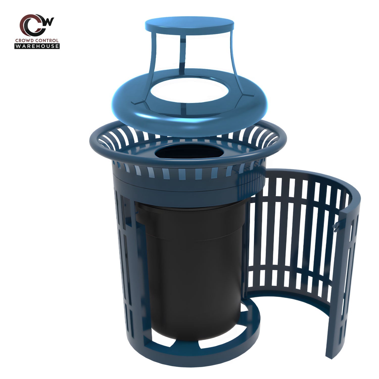 Skyline Trash Receptacle with Flared Top and Side Opening - 32 Gallon Capacity - Crowd Control Warehouse