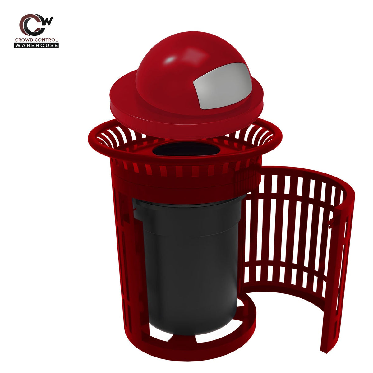 Skyline Trash Receptacle with Flared Top and Side Opening - 32 Gallon Capacity - Crowd Control Warehouse