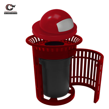 Skyline Trash Receptacle with Flared Top and Side Opening - 32 Gallon Capacity - Crowd Control Warehouse