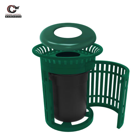 Skyline Trash Receptacle with Flared Top and Side Opening - 32 Gallon Capacity - Crowd Control Warehouse