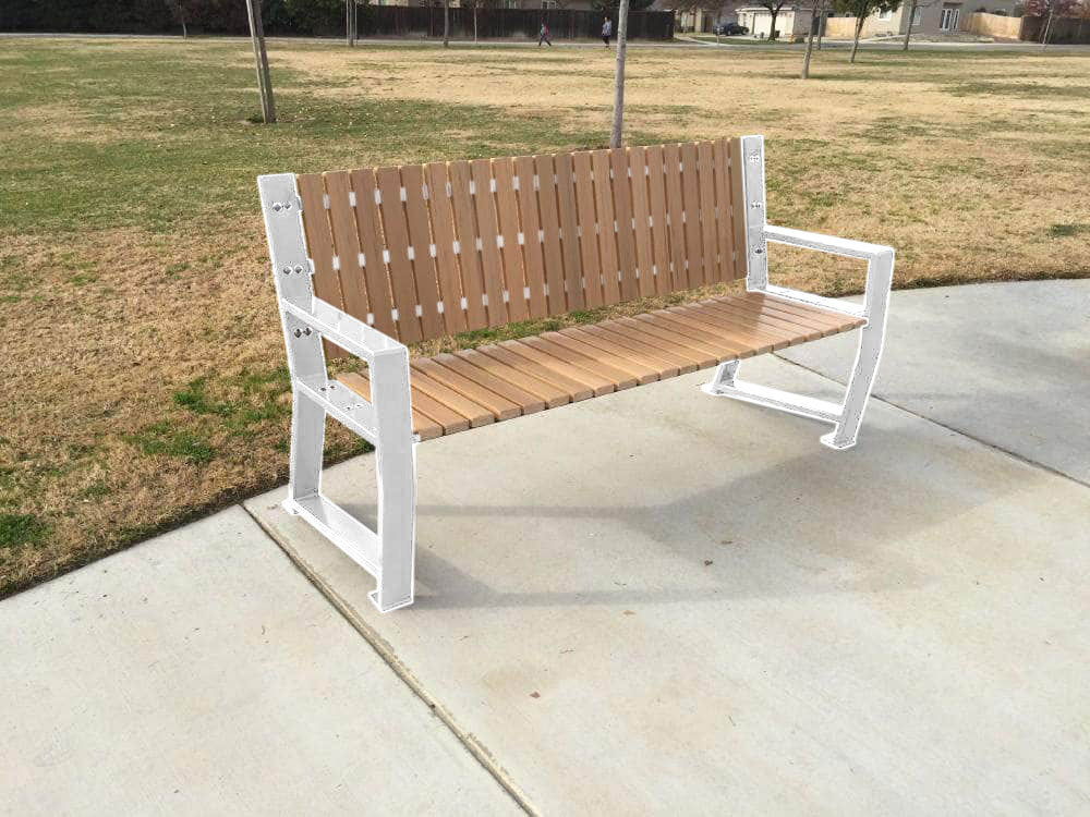 Vertical Slats Wood Park Bench - 67 In. - Crowd Control Warehouse