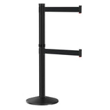 Visiontron Premium Black Dual Line Crowd Control Post with 10' Belts - High - Traffic Indoor Barrier - Crowd Control Warehouse