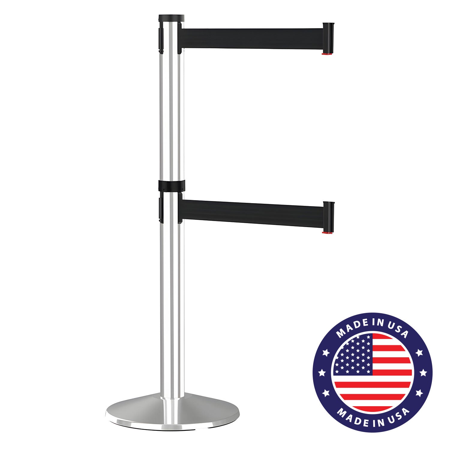 Visiontron Premium Dual Line Crowd Control 10' Post - Crowd Control Warehouse