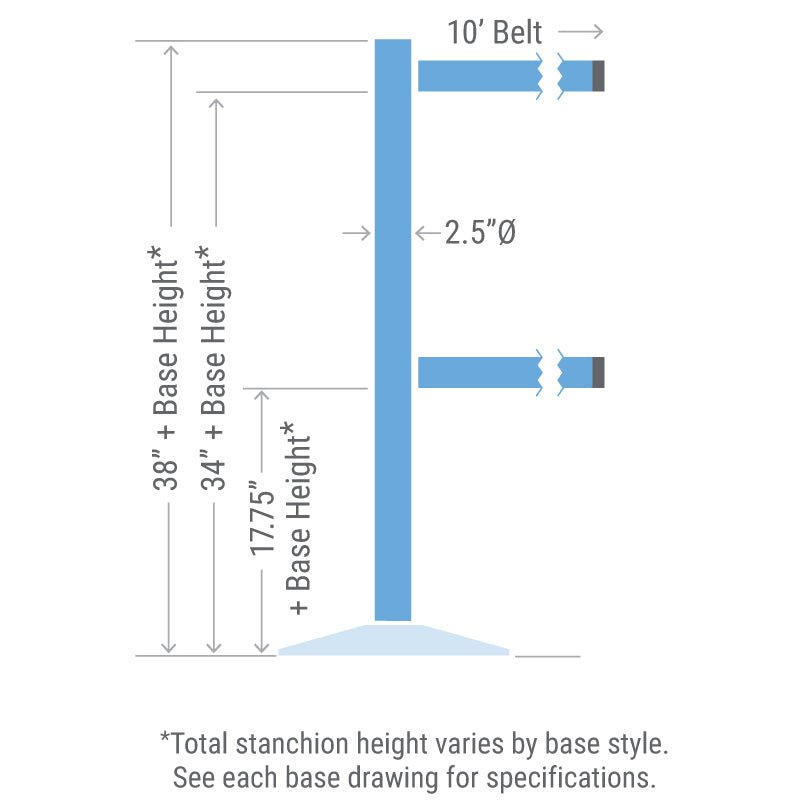 Visiontron Premium Dual Line Crowd Control 10' Post - Crowd Control Warehouse