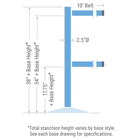 Visiontron Premium Dual Line Crowd Control 10' Post - Crowd Control Warehouse