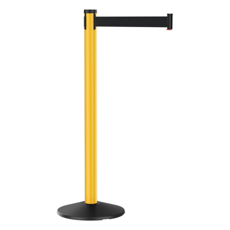 Visiontron Premium Outdoor Retractable Belt Barrier – Yellow Post, 10' Belt, Heavy - Duty Crowd Control Stanchion - Crowd Control Warehouse